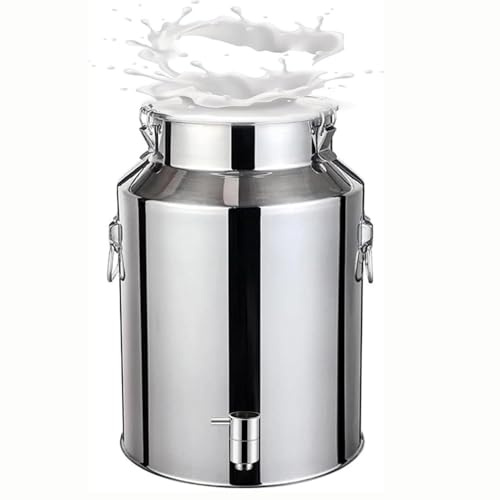 YLKJCE Bidón De Acero Inoxidable para Transporte De Leche con Grifo lechera Acero Inoxidable con Tapa Cubo para Transportar Leche, para almacenar líquidos y sólidos(Capacity,35liter)
