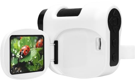 Sxhlseller Microscopio de Mano para Niños, Cámara de Microscopio HD de 100 a 1600X con Pantalla a Color Plegable, Microscopios Electrónicos Portátiles para Observación (Blanco Negro)
