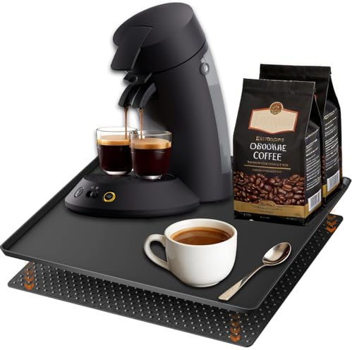 HAFOEEP 2-IN-1 Kaffeemaschine Unterlage 40x40cm Silikonmatte mit Filz Gleitmatte für Ninja Luxe Café Sage Barista Kaffeevollautomat Philips Senseo De Longhi Dedica Krups Filterkaffeemaschine Zubehör