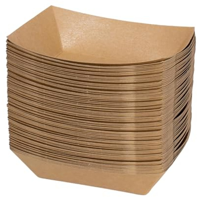 Ziyonix 100 Pièces Boîte en Papier Kraft pour Salade, Boîte à Frites Bol de Restauration Rapide en Carton Papier Kraft Boîte pour Frites Curry Intestin Salade Barbecue Sushi Snack Pack Bateau Box