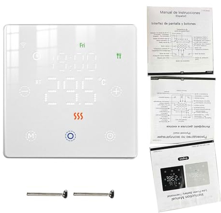 Jenngaoo Smart Thermostat Boiler Water Heating Zigbee App Remote Control, Low Power Voice Activation Temperature Calibration Frost Protection Programmable for Home House Villa