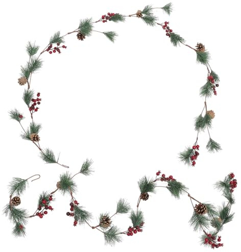 NULYLU Weihnachtsgirlande Natürliche Dekoration aus PVC mit Beeren und Tannenzapfen Girlande für Festtags und Winterfeiern für Selbstgemacht und Raumgestaltung