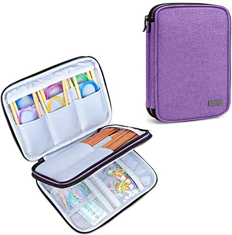 Luxja Stricknadeln Tasche (bis zu 8 Zoll), Organizer Tasche für Rundstricknadeln, 8 Zoll Stricknadeln und anderes Zubehör für Zuhause und Reisen (Keine Zubehör enthalten), Lilane | Strickzubehör Aufbewahrung, Handarbeitstasche für Stricknadeln(bis zu 8 Zoll), Häkelnadeltasche für Strickfans, Lila