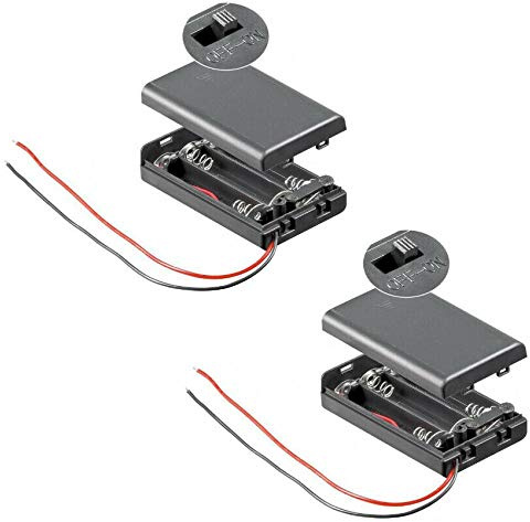 PerfectHD Batterihållare – AAA batterifack – 3 x AAA Mignon – med på/av-brytare – 2 stycken i ett set – svart