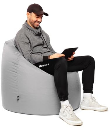 PATCH HOME Sitzsack Tropfenform - Grau für In & Outdoor XL 300 Liter - mit Styropor Füllung in 25 versch. Farben und 3 Größen