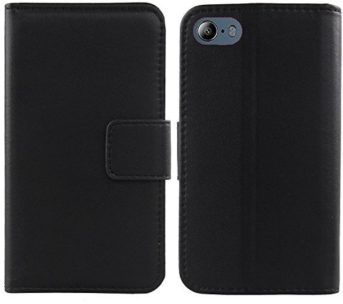 Gukas Design Echt Leder Tasche Für Maze Blade 4G Phablet 5.5 Hülle Lederhülle Handyhülle Handy Flip Brieftasche mit Kartenfächer Schutz Protektiv Genuine Premium Case Cover Etui Skin (Schwarz)