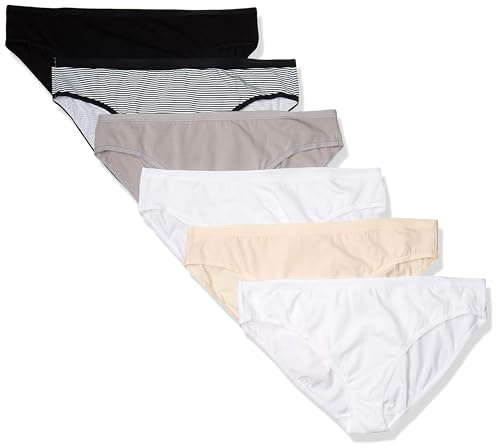 Amazon Essentials kvinnors bomull bikini trosor underkläder (finns i plusstorlek), paket med 6, grundfärger/rand, 4X