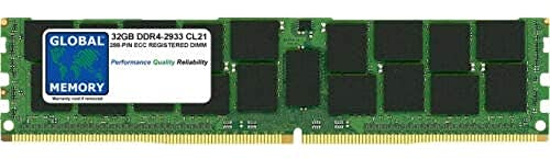 GLOBAL MEMORY 32GB DDR4 2933MHz PC4-23400 288-PIN ECC REGISTRADO DIMM (RDIMM) Memoria RAM para SERVIDORES/Estaciones DE Trabajo/Placas Base