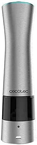 Cecotec Molinillo de Especias Eléctrico InstantMill Press. Cuerpo de Acero Inox, Amoladora Cerámica con Función Press, Molienda ajustable, Ventanas de acrílico, Luz LED Incorporada