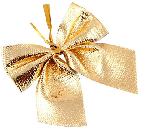 VALICLUD 12stücke Schmuck Für Weihnachtsbaum Mit Schleifen Zum Aufhängen Set Strapazierfähigem Satinband Farbe Gold Dekoration Für Weihnachtsbaum Und Andere Orte