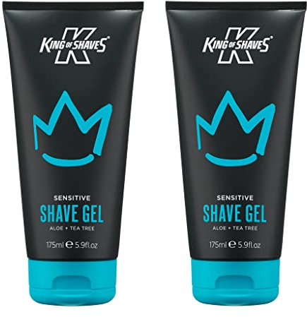 King of Shaves Sensitive Shaving Gel, Low Foam for a Refreshing and Precise Shave 2 x 175ml