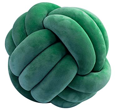 Koomuao Knotenkissen Rund Weicher Samtstoff Knoten-Ball-Kissen Nordische Dekokissen Zierkissen Knoten Geknotetes Kissen für Sofa, Bett, Wohnzimmer, Babyzimmer (Dunkelgrün, 28cm)