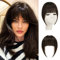 Sofeiyan Flequillo Francés Postizo, Pelo Natural de Clip, 100% Humano, Cabello Limpio, Remy Hair, Pieza para Mujer, Castaño oscuro