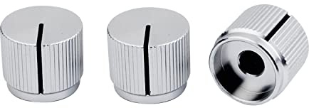 Guyker 3Pcs Guitar Aluminum Flat Top Control Knobs Dia. 6mm(0.24) Shaft Pots - Dome Tuning Potentiometer Knob Replacement Part for Electric Guitar or Precision Bass, chrome
