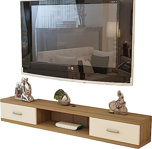Meuble TV, Lowboard TV, Étagères Flottantes, Console Média TV Murale, 100/120/140/160Cm, Étagères Décodeur TV en Bois Flottant, Économise De l'espace Au Sol Et Facile À Nettoyer./140Cm a/a