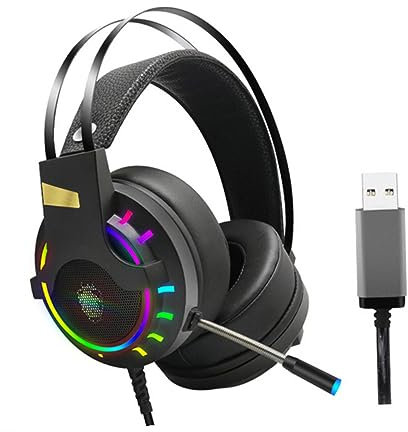 Gatuida Rgb Edition Gaming Headphones Headset Mic Wired Headphones for Laptop Comfortable