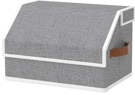 OUTBROS Aufbewahrungsbox mit Deckel, Gekippte Stoffbox mit Griff, Kleiderschrank Organizer, Raumorganisator, Kann für Kleidung, Bettwäsche verwendet werden, 38 x 25 x 25 cm, Grau, 1 Stück