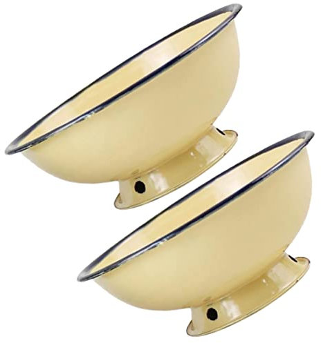 PRETYZOOM 2piezas Cuenco Esmaltado Amarillo Nostálgico Para Sopa y Fideos Vajilla De Cocina Vintage Cuencos De Arroz Para Servir Comida Unidades