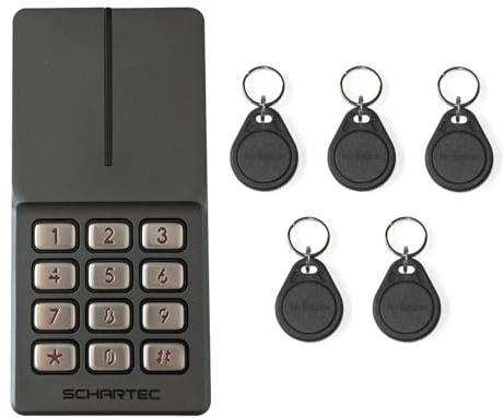 SCHARTEC Metallkodgaller med RFID-chip, transponder, knappsats, kortläsare, transponder, läsare, åtkomstkontroll, kod, tangentbord, dörröppnare