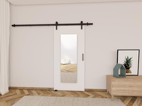 MINIO go for it - Schiebetür Komplettset Lift I, 96 cm Breit, Schiebetüren, Wandmontage, Schiebetürsystem, Zimmertüren - Weiss Matt