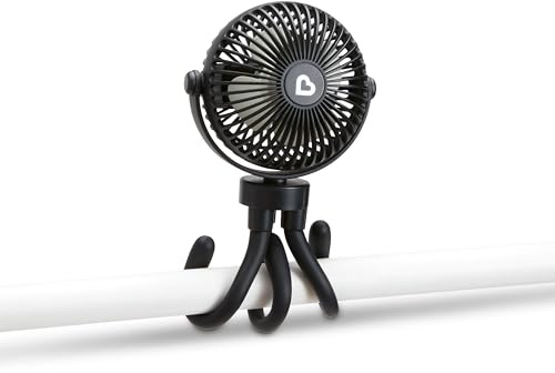 Munchkin Kinderwagenventilator| 360° Mini-Ventilator für Kinderwagen mit LED-Licht & 4 Geschwindigkeiten | Baby Essentials | Schwarz