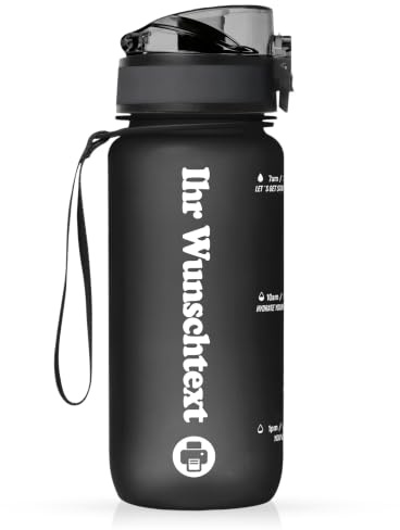 #teamludorf Trinkflasche MiniCAMPOS 3.0 Schwarz 750ml - personalisierbar | 750ml Tritan-Trinkflasche in Schwarz: BPA-frei, personalisierbar mit Name. Mit Weithals & Handschlaufe für Schule & Fitness.