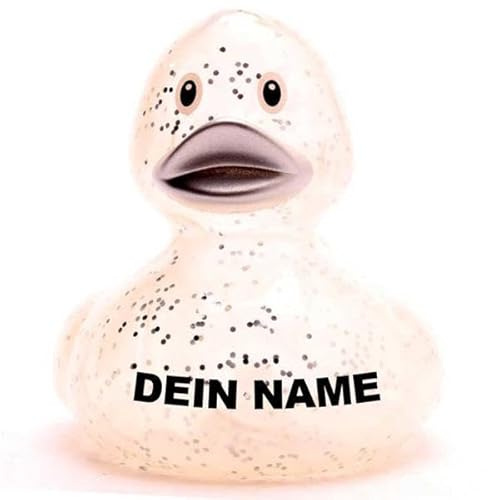 DUCKSHOP Badeenten - personalisierbar (Ente Glitzer Silber)