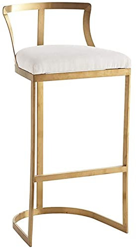 AITEKODVG Schmiedeeiserner Barstuhl, moderner, minimalistischer Barhocker, Wohnzimmer, Balkon, Freizeit, Rezeption, Schreibtischstuhl mit Rückenlehne, Gold (Größe: 75 cm)