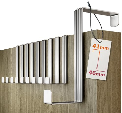 4smile Porte-manteau pour porte - set de 10, inox - crochet porte 4,1-4,6 cm x 8 cm - support pratique, accroche robuste