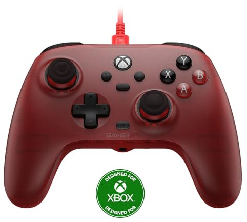 GameSir T7 Wired Controller with Hall Effect Joysticks, Plug and Play Gaming Gamepad for Xbox Series X|S, Xbox One, Windows 10/11 & Steam, 3.5mm Audio Jack - Red