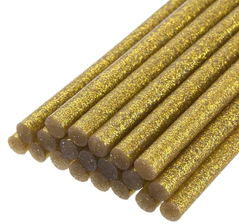 QUARKZMAN 20 Stück Heißklebestifte 11mm x 100mm Heißklebesticks Bunt Heißklebepistole Sticks Heißkleber Klebestifte Klebstoff für DIY Kunsthandwerk AbdichtungGlitter Gold