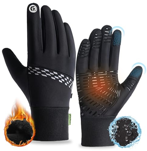 Shudyear Herren Wasserdicht Thermohandschuhe, Touchscreen Winterhandschuhe Fahrhandschuhe Fahrradhandschuhe Laufhandschuhe (L)