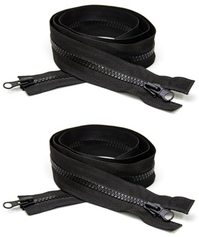 QLEUIFT 2 st svart dragkedja 100 cm, dragkedja storlek #8, bredd 38 mm, delad tvåvägsblixt, separera dragkedjor, metalldragkedja, för jacka sy kappor jacka (svart)