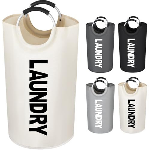 Votoko Ceste per Biancheria 82L, Grandi Portabiancheria Pieghevole per Bucato Sporco In Tessuto Oxford, Cesto Panni Sporchi per Riporre Vestiti In Camera Da Letto, Beige