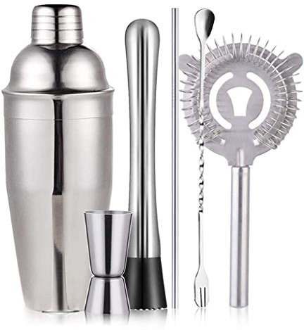 UHJKLA Juego de coctelera de Acero Inoxidable de 25 oz, Kit de Barman, Kit Profesional para Mezclar Martini, Juego de Herramientas para Bar en casa