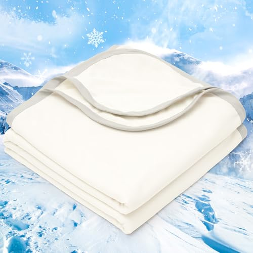 PHF Double Cooling Blanket for Hot Sleepers Queen Size, Arc-Chill Q-Max>0.5 with Double Cooling, Summer Blanket Absorbs Heat to Keep Cool All Night for Night Sweats (Cannoli Cream, 90''x90'')