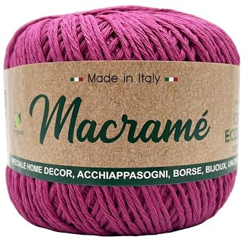 Cordoncino Macramé Barbante. Filato per Acchiappasogni, Borse, Bijoux, Uncinetto e Maglia (MB05 - P16 FUXIA)