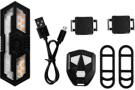 LY-5509 Feu d'avertissement de vélo avec télécommande pour feu arrière avec klaxon et clignotant Noir