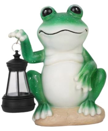Baoblaze Solar-Frosch-Statue-Ornament, mit Solar-Laterne, solide Gartendekoration für Tisch, Hof, Balkon, Regal, Rasen