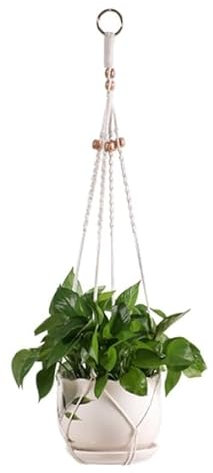 eModwey Fioriera Sospesa in Macramè Stile Bohémien, in Corda di Cotone per Piante e Fiori, Ideale per Interni ed Esterni, Balconi, Terrazze e Soffitti, Lunghezza 85 cm,vasi Sospesi per Piante