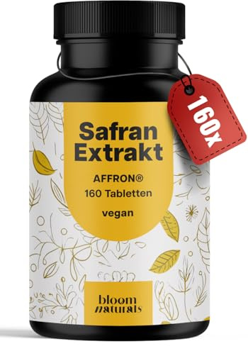 Azafran Integrador – 160 Comprimidos – AFFRON® – 30 mg por Porción Diaria | Extracto de Azafrán AFFRON® – Vegano – Producido en Alemania – Analizado en Laboratorio