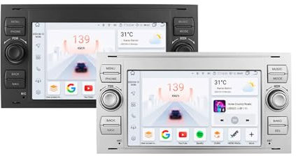 Autoradio da 7 per F-ord Transit Connect MK7 2005-2014 Fusion 2006-2011 C-Max Connect ricevitore radio touchscreen Carplay Android Auto navi satellitare telecamera di retromarcia(Size:P1,Color:black)