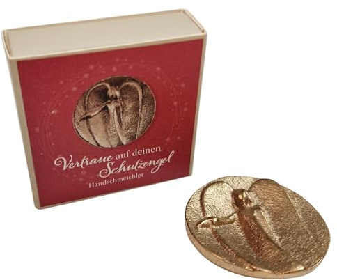 Herzmensch Glücksmünze Engel aus Bronze Plakette Schutzengel Glücksbringer 3,8 cm Münze für die Geldbörse als himmlischer Begleiter von Andrea Zrenner