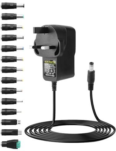 5V 2A Power Adapter AC to DC Charger with 14 DC Connectors for LED Strip | DC 5V Charger, 100-240V Input, 10W Output for Routers, Cameras, TV Boxes, Speakers and LED Strip Power Supply 2A