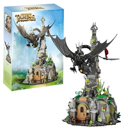 Nacht Schwarzer Drache Schloss Bausteine Bausatz, 998Stück Film Charakter Modell Spielzeug, Cooles Tier Magisches Schloss Konstruktion Klemmbausteine Kit, Ideen Geschenke für Jugendliche Erwachsene
