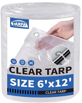 TARPAL Smei Clear Tarp 6x12ft Small Tarp Waterproof Clear Plastic Tarps with Grommets and Reinforced Edges for Patio,Porch and Outdoor Plant,Chicken Coop,Garden,Cat Litter