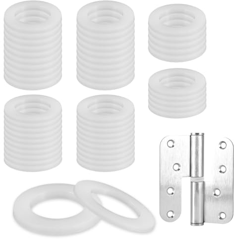 50 Stück Fitschenringe Kunststoff Zimmertüren, 10 mm X 15 mm Unterlegscheiben Türscharnier 1mm 25 PCS & 2mm 25 PCS Montageringe Ohne Abriebspuren tür Unterlegscheiben (Weiß)