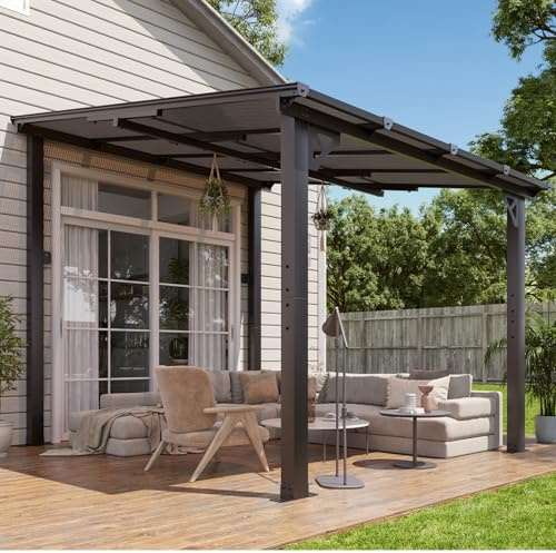 Aoxun Gazebo with Aluminum Frame & Polycarbonate Panel 8’x10’ Black