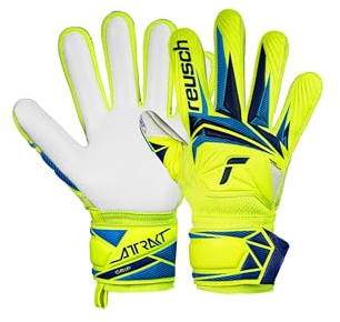 Reusch Torwarthandschuhe Kinder | zuverlässiger Grip mit Naturlatex | ergonomische Passform, für Training & Spiel, geeignet für Kunstrasen & Naturrasen, Größe 4-8, Attrakt Grip Junior
