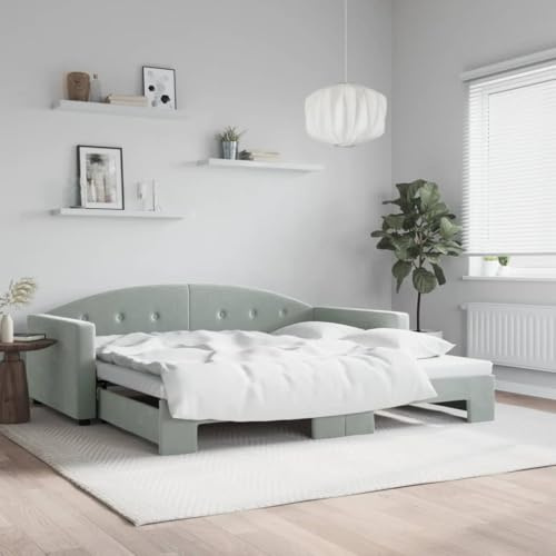 QZZCED 2-in-1-Schlafsofa mit Ausziehbett, Doppel-Sofa, modernes minimalistisches Design für Wohnzimmer, solide Struktur aus Holz und Metall